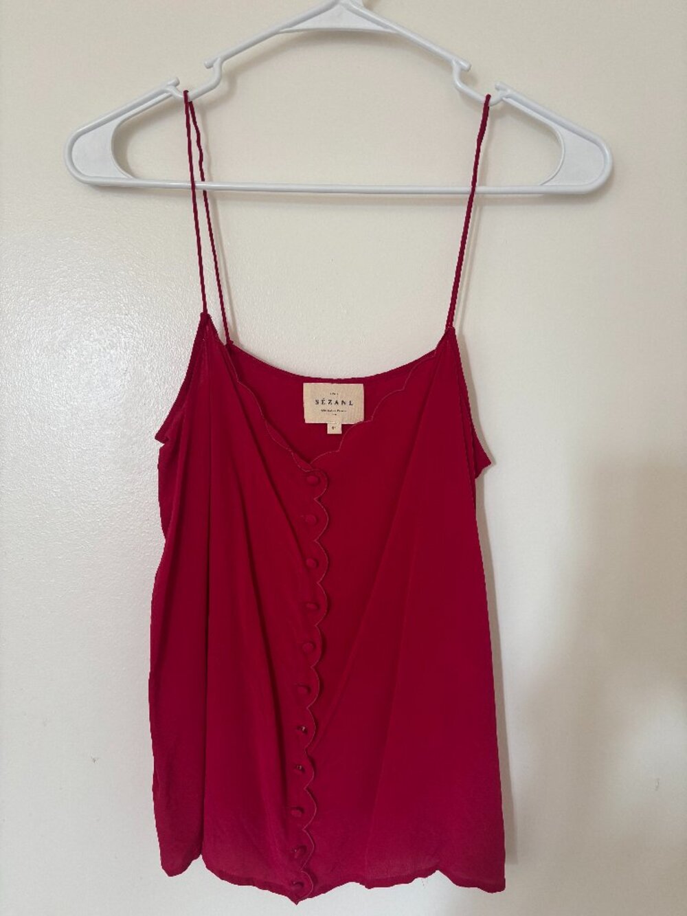 Sezane Athena Silk Camisole Fuschia 34